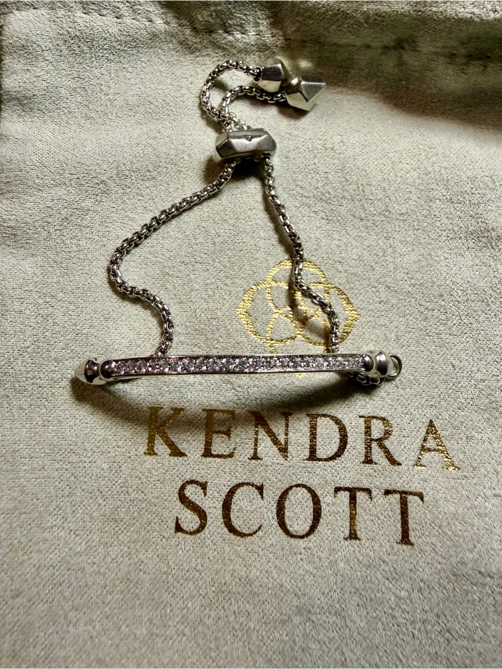 Kendra Scott Silver Crystal Bar Slider Bracelet